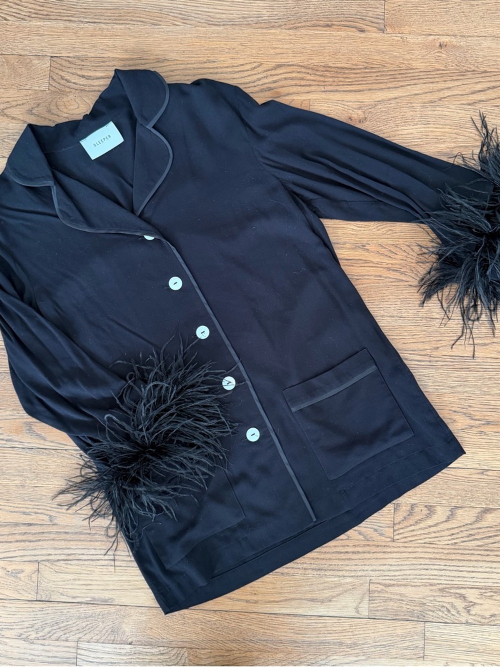 Sleeper Black Party Pajama Set with Detachable Feathers